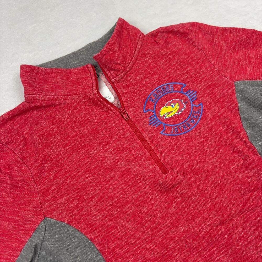Kansas Jayhawks Sweatshirt Womens S Red 1/4 Zip Creative Apparel Concepts